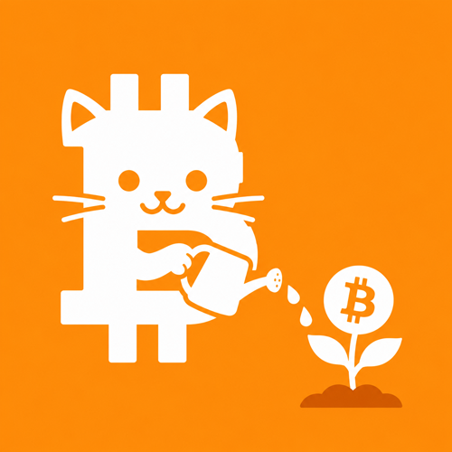 BitCat watering a Bitcoin plant